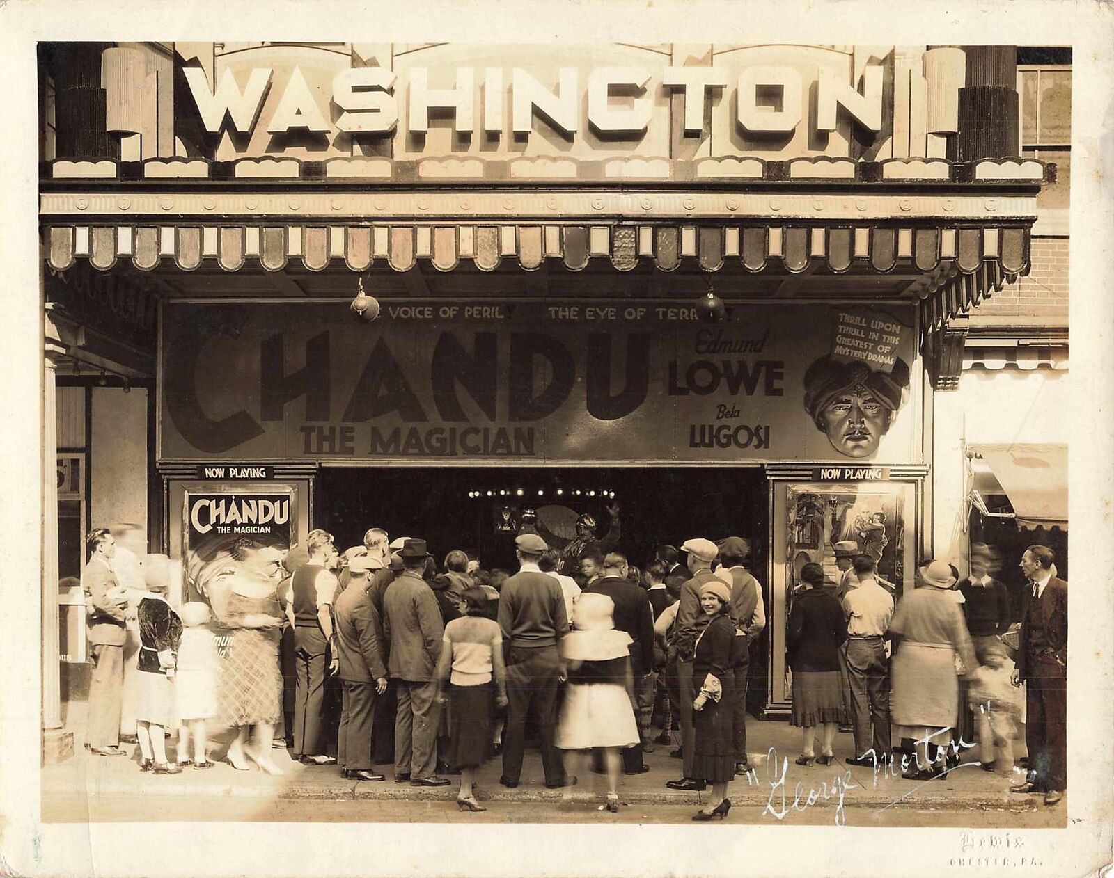 CHANDU THE MAGICIAN 1932 Washington Theatre Marquee Photo Bela Lugosi Crowd WOW 