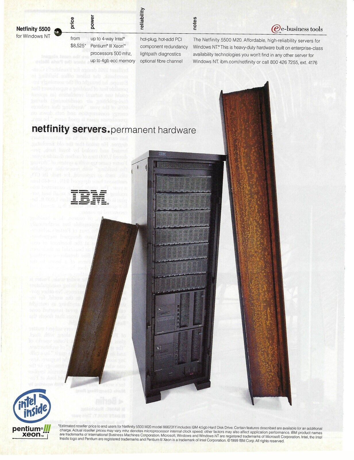 1999 Intel Netfinity Server for Windows NT Pentium 3 Vintage Mag Print Ad/Poster