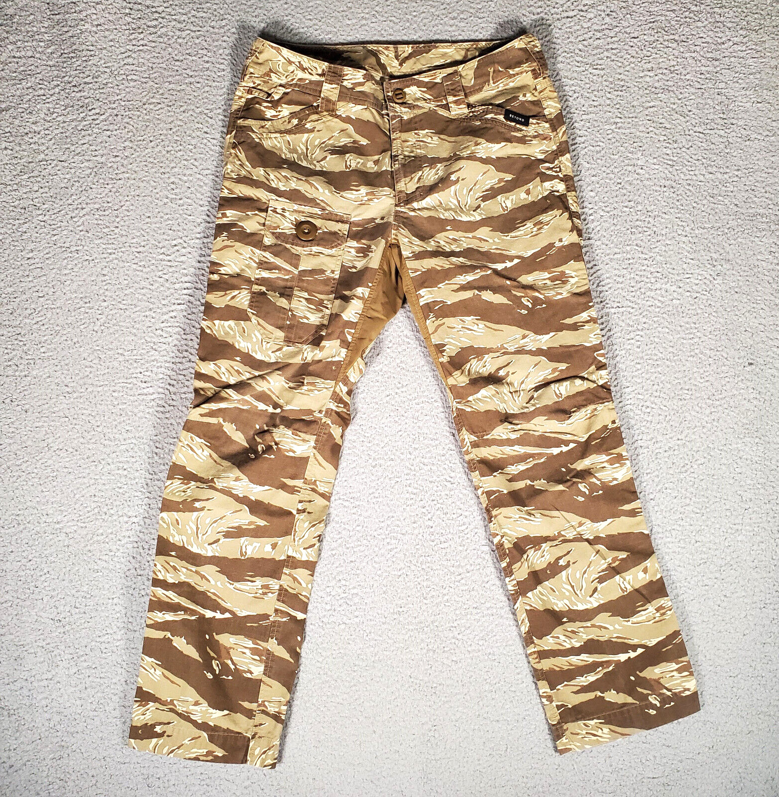 Beyond Clothing Combat Pants 32x30 Camo Brown Ripstop Canvas Stretch Lightweight