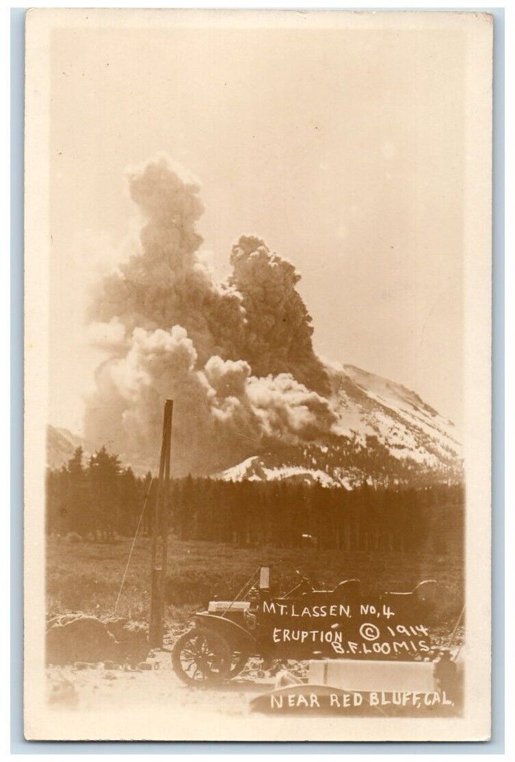 c1910's Mt. Lassen Volcano Eruption Loomis Red Bluff CA RPPC Photo Postcard