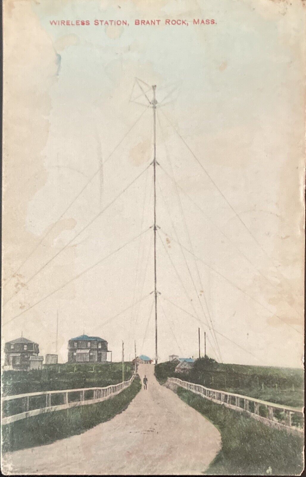 BRANT ROCK, MASS. C.1912 PC.(N5)~VIEW OF WIRELESS RADIO COMMUNICATION TOWER
