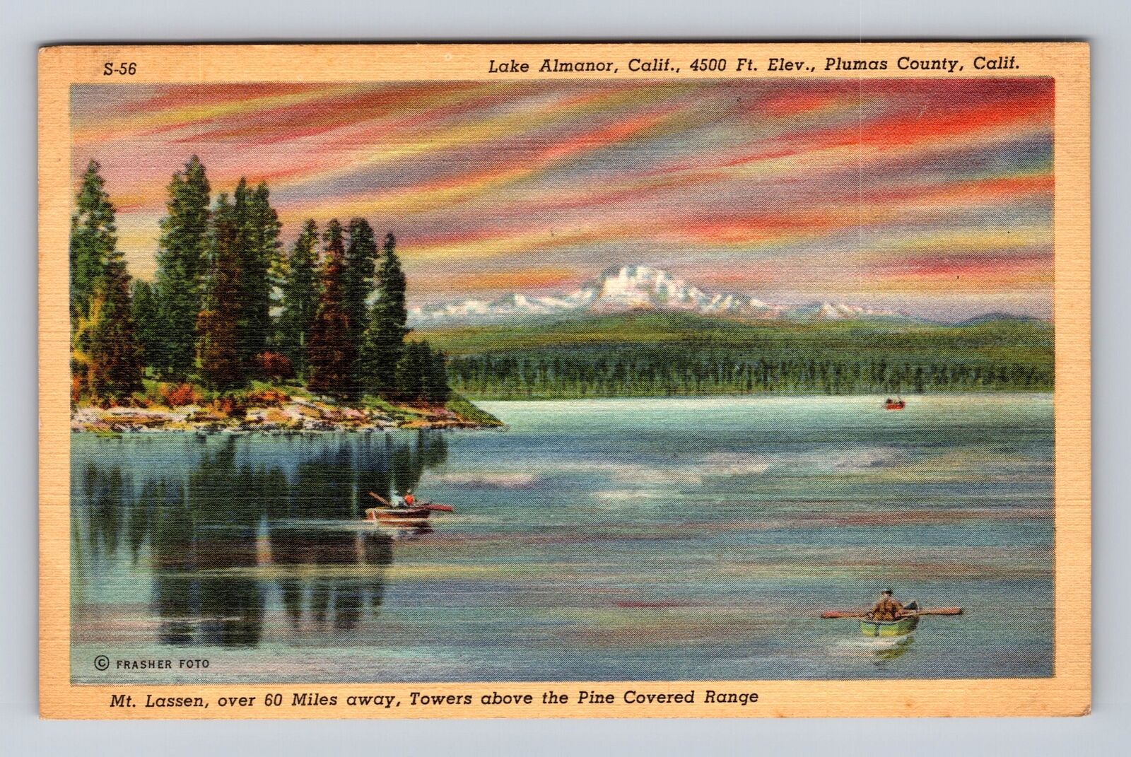 Lake Almanor CA-California, Mt Lassen, Scenic View, Antique, Vintage Postcard