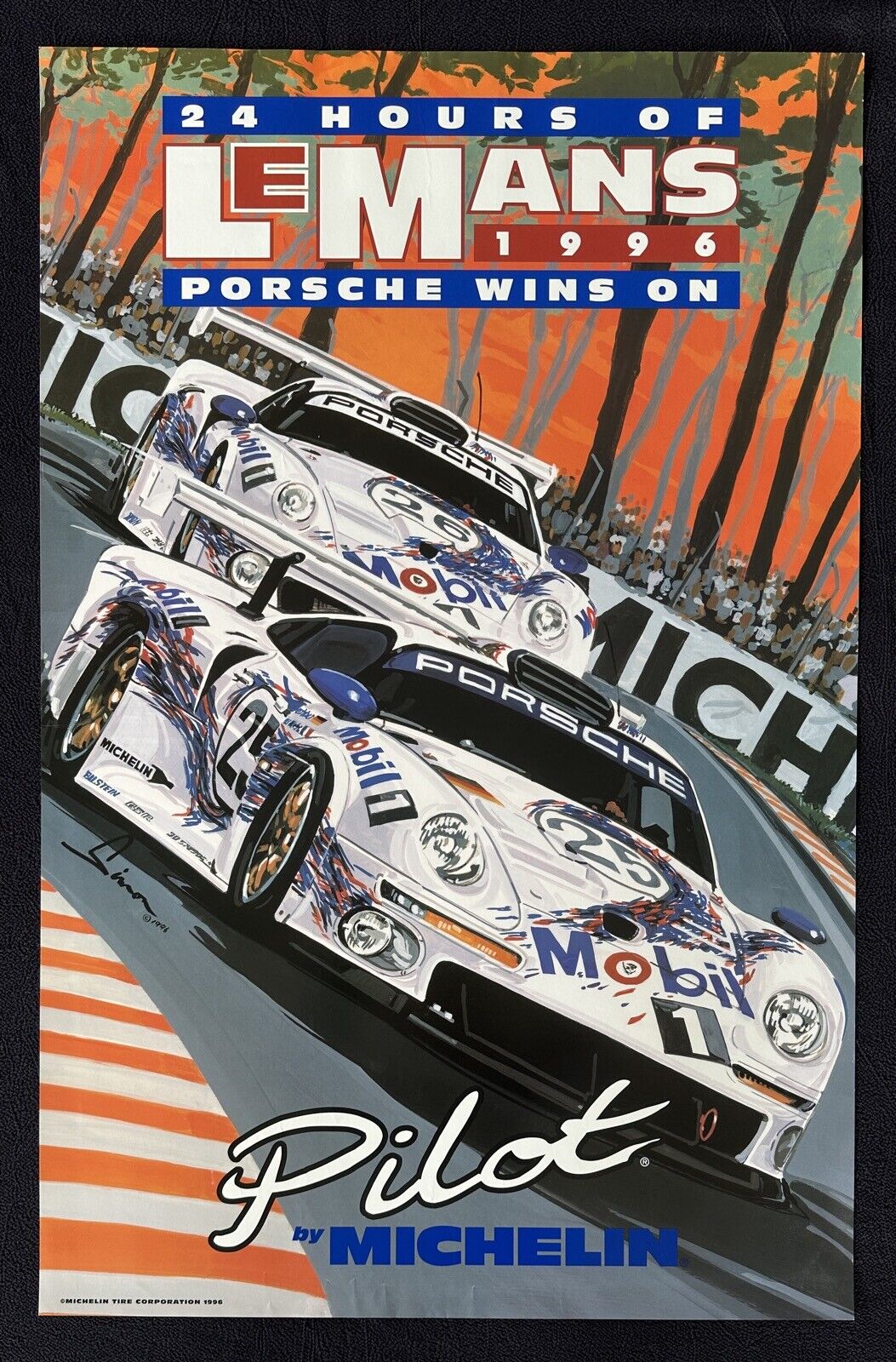 1996 Le Mans 24 Hours Porsche GT1 DENNIS SIMON Poster VG