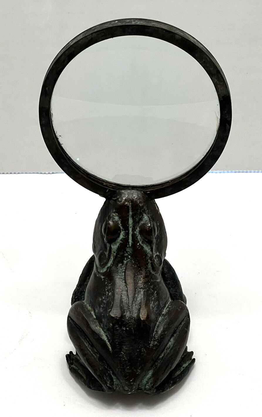 Maitland Smith Bronze Frog Magnifying Glass Figural Magnifier