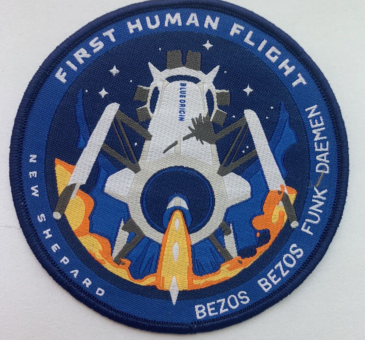 Original Blue Origin First Human Flight Mission Patch Bezos 3.5”