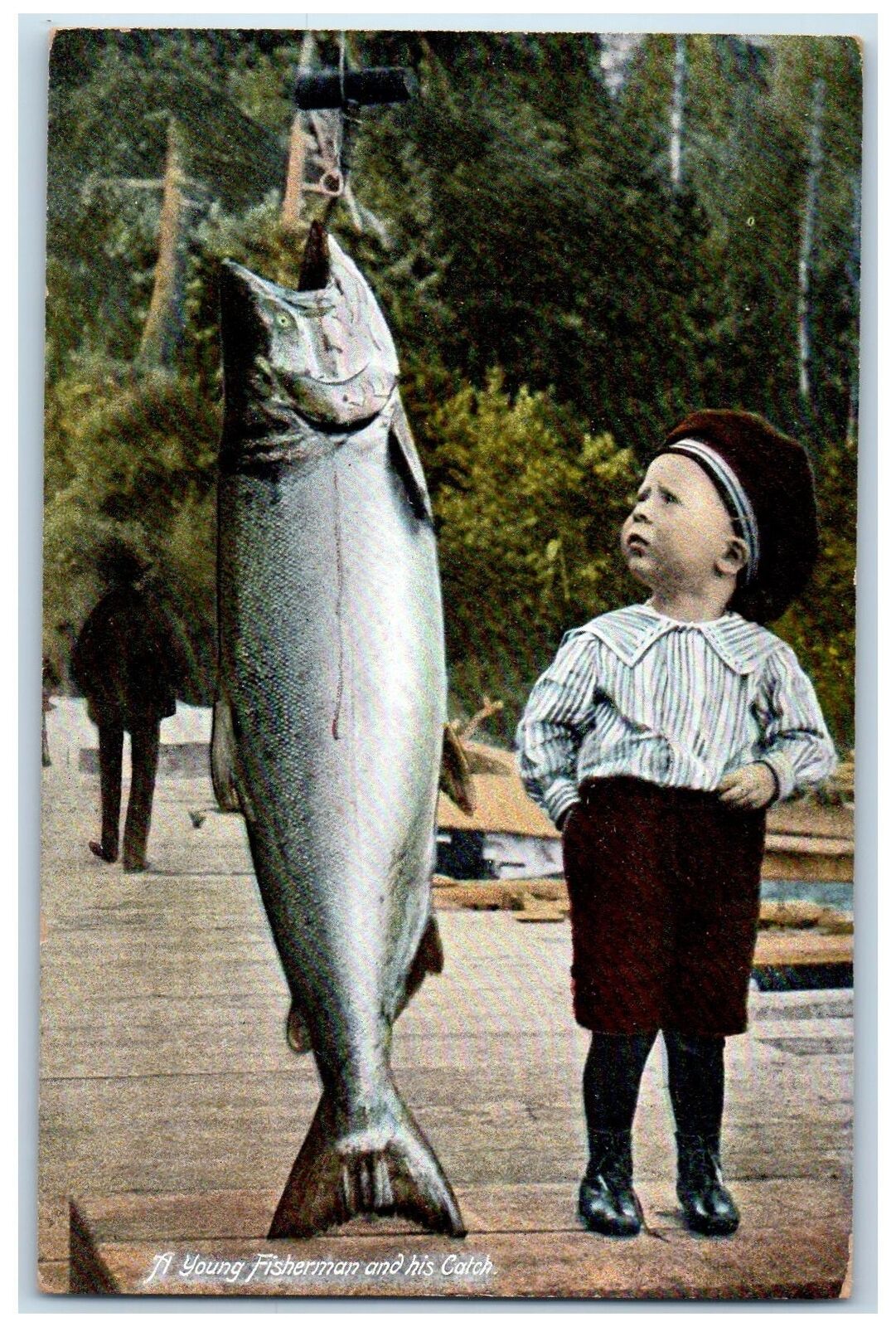 c1950's Young Fisherman & His Catch Salmon Fish Seattle Washington WA Postcard