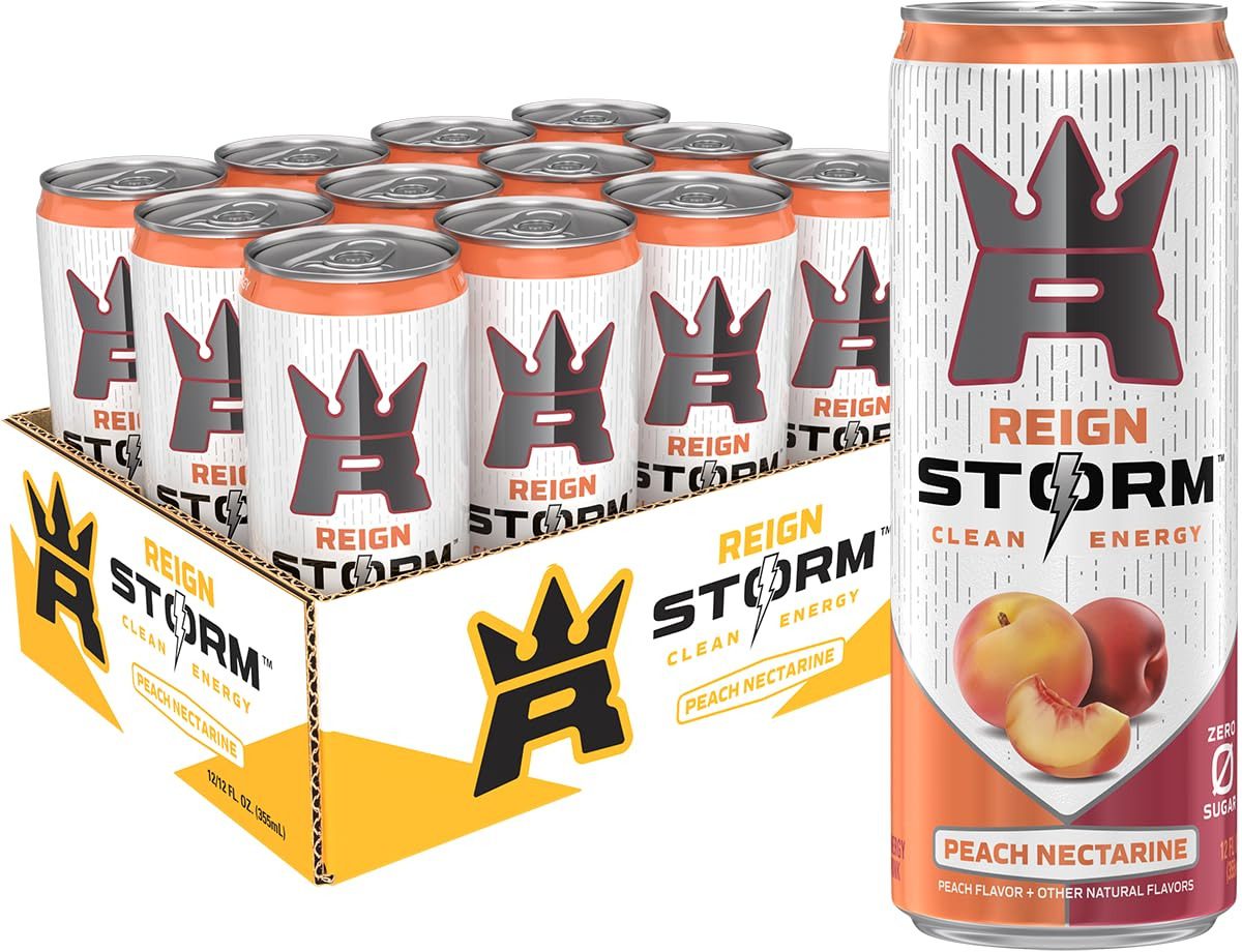Storm, Peach Nectarine, Fitness & Wellness Energy Drink, 12 Fl Oz (Pack of 12)