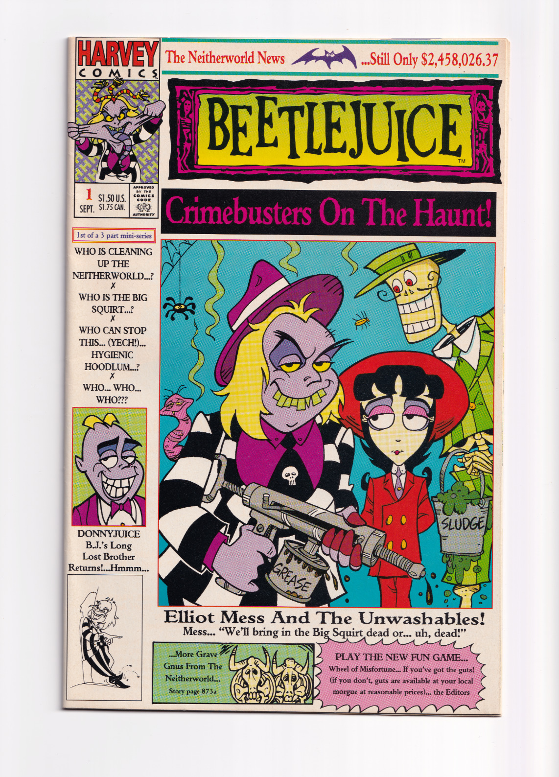 Vintage Beetlejuice: Crimebusters on the Haunt #1 Comic (1992) Harvey Comics