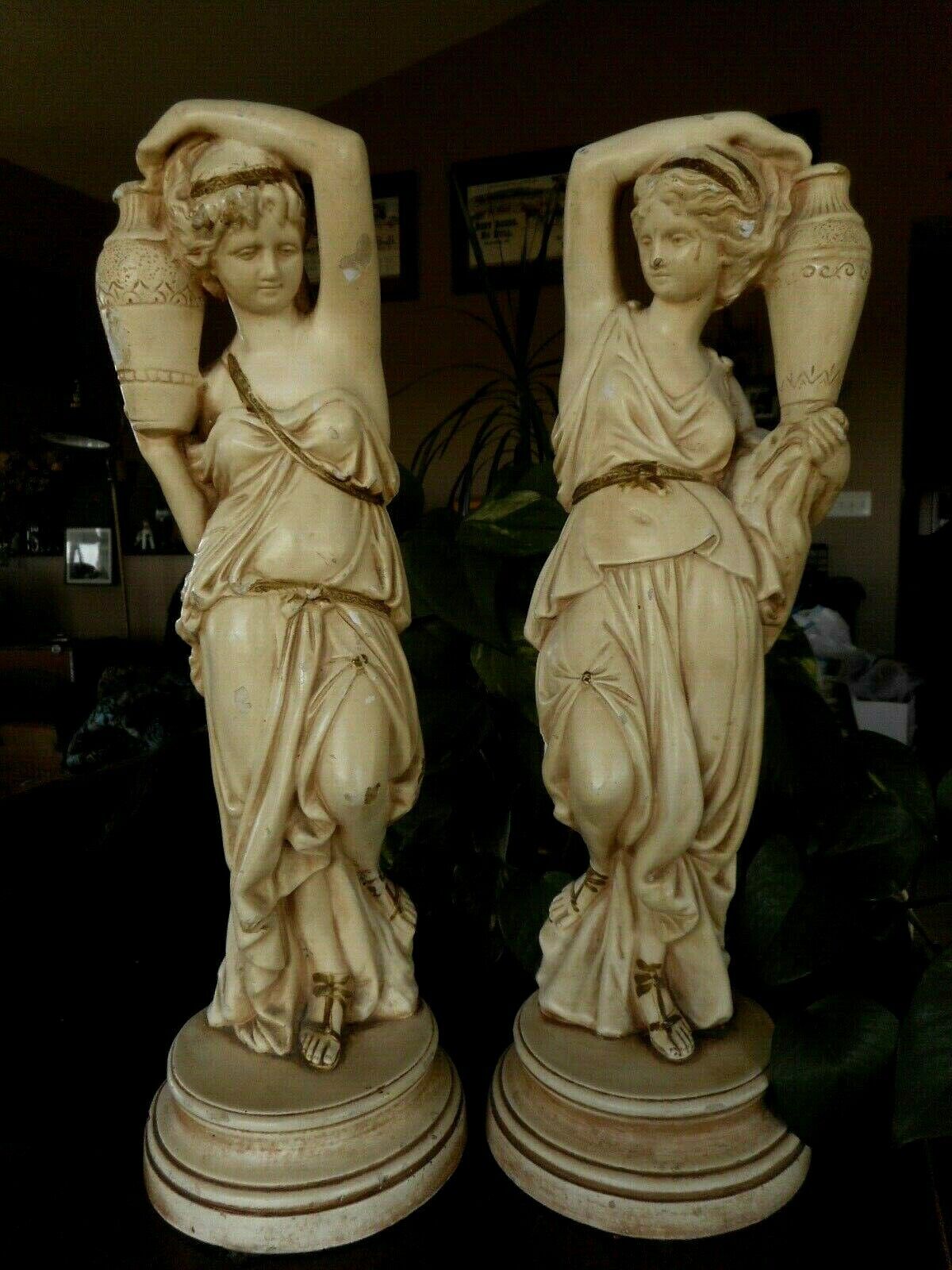 Set Woman Statues Figurines Greek Sandals Plaster ? Water Artistic Royalties 15\