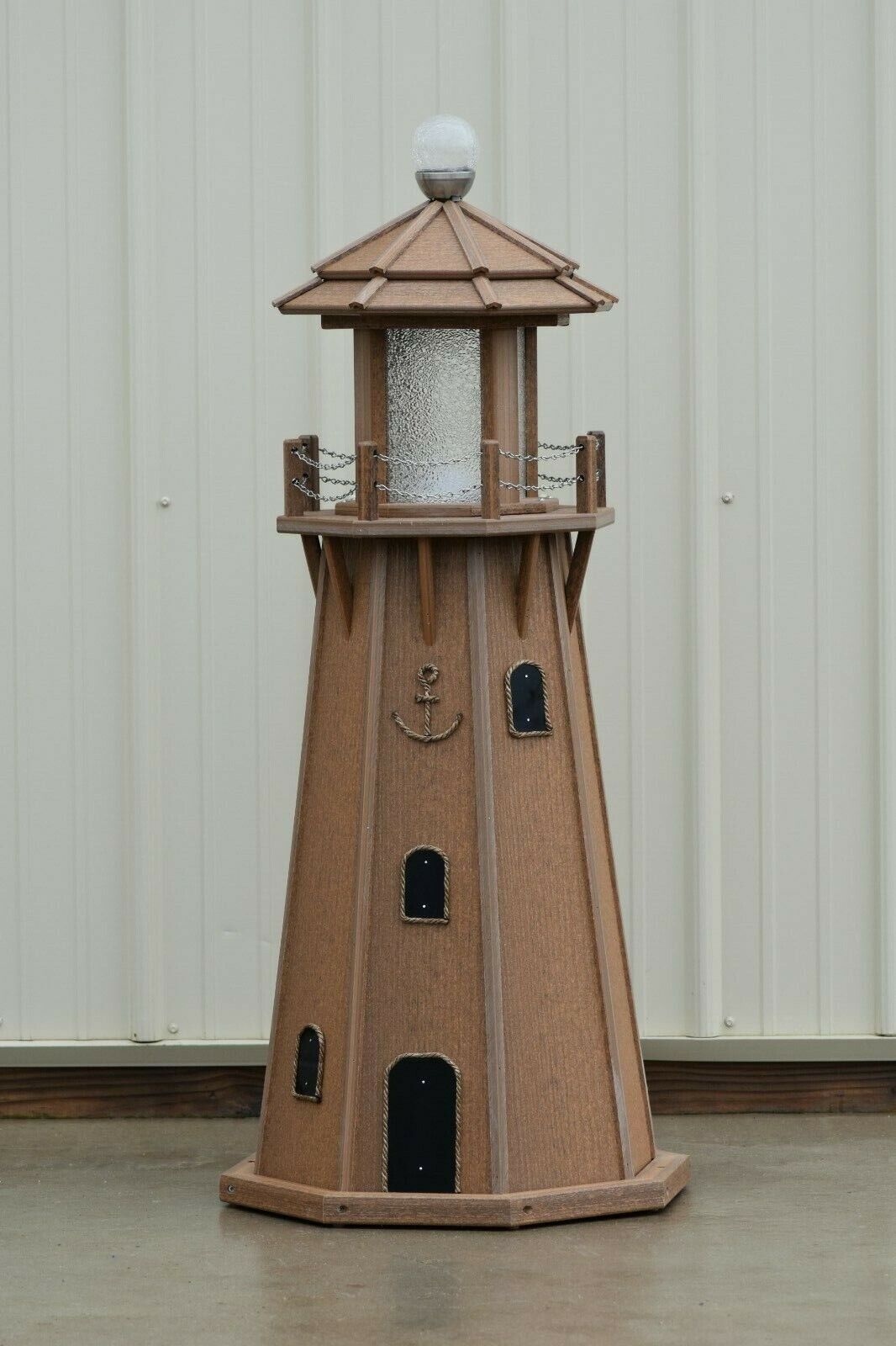 4 Foot Octagon Electric and Solar Powered Poly Lighthouse, Antique Mahogany
