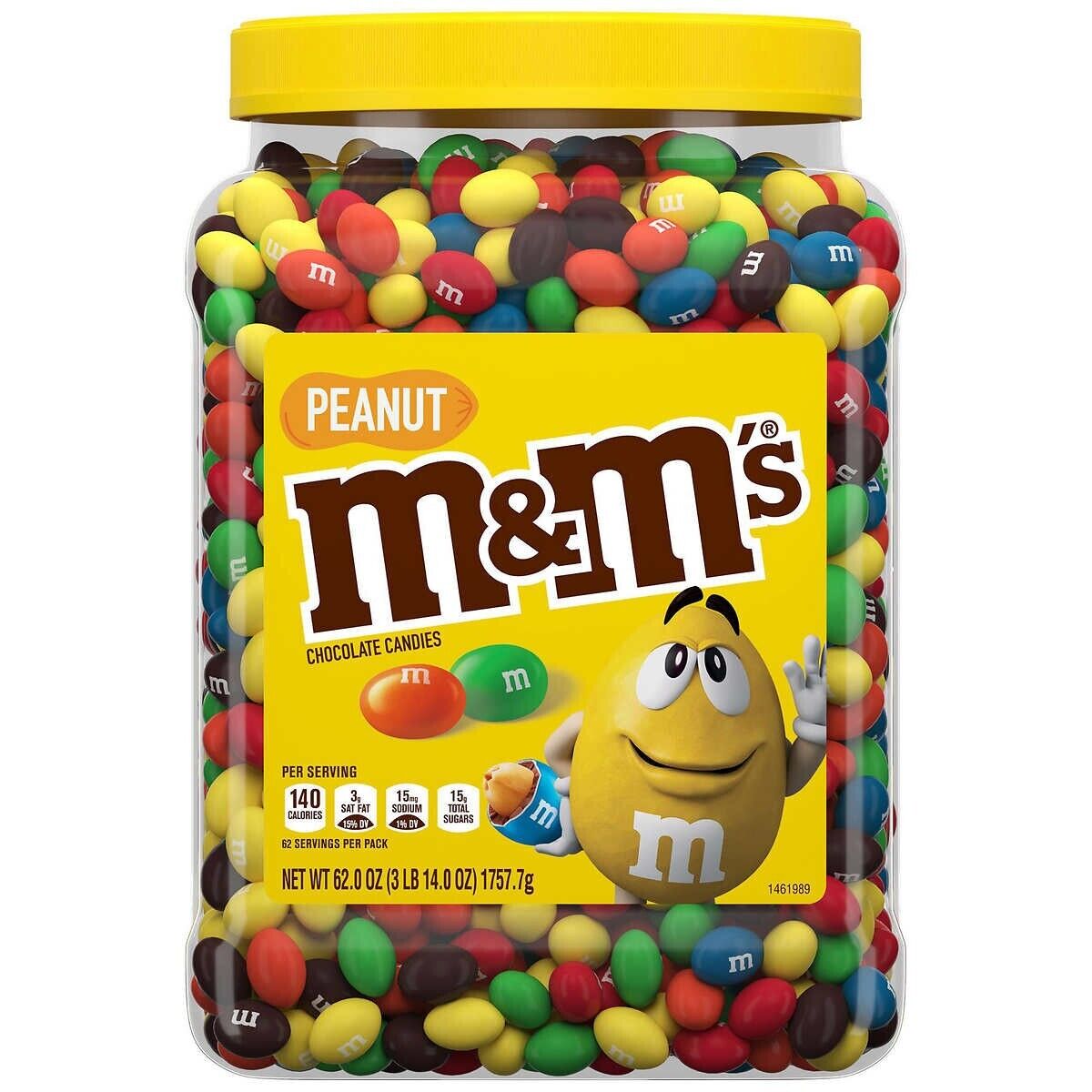M&M\'S Peanut Milk Chocolate Candy Bulk Jar (62 oz) - Colorful candy Exp: 11/2024