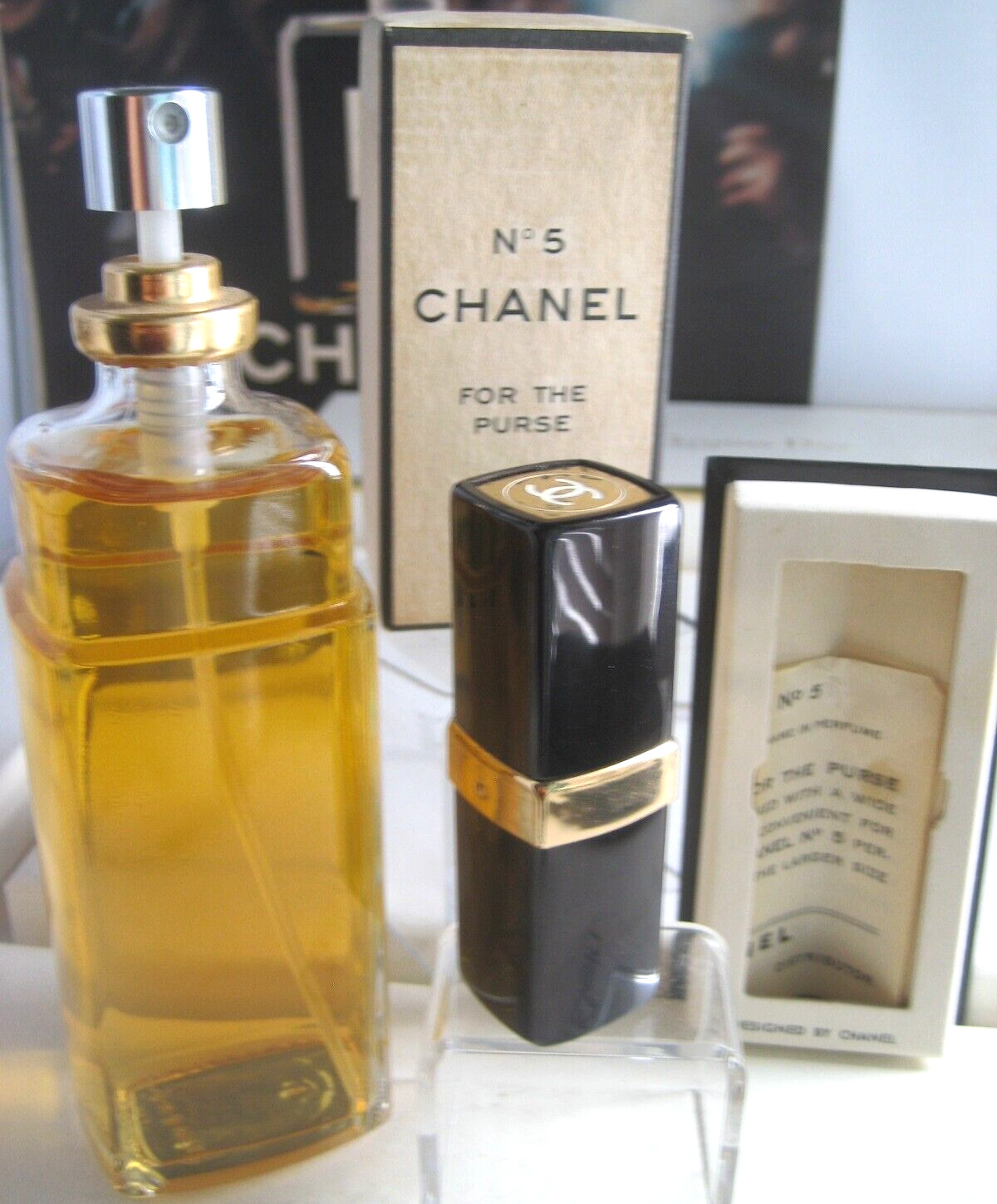 🎁2pc lot 3.4 oz EDT 70s Vintage **PARFUM** Extrait Chanel No 5 pure perfume