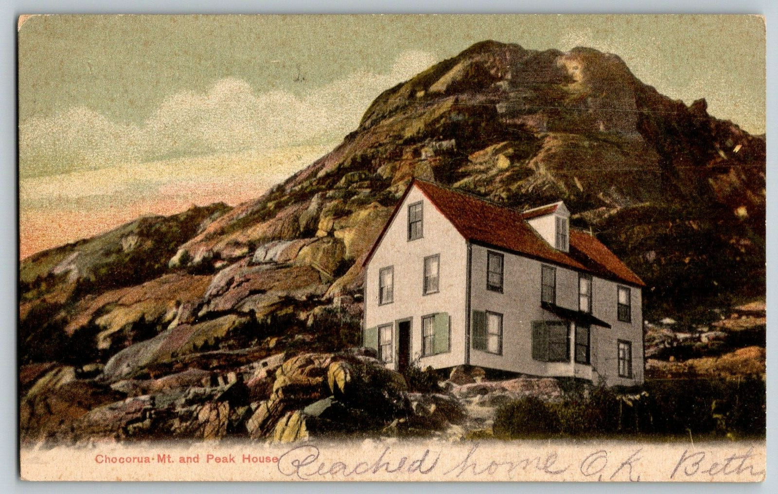 New Hampshire - Chocorua Mt. and Peak house - Vintage Postcard Posted 1907