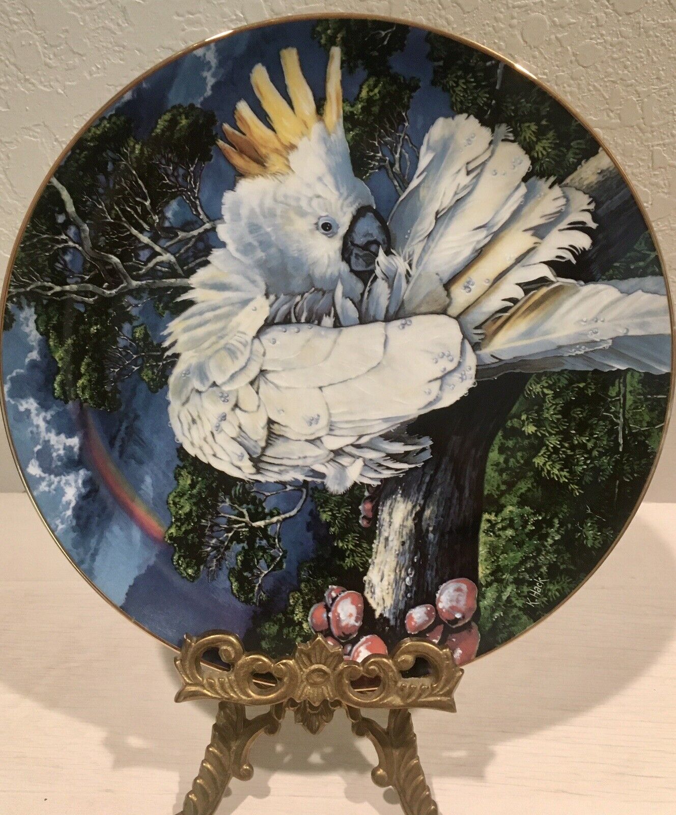 Greater Sulpher-Crested Cockatoo collector plate Konrad Hack Exotic Birds 5757