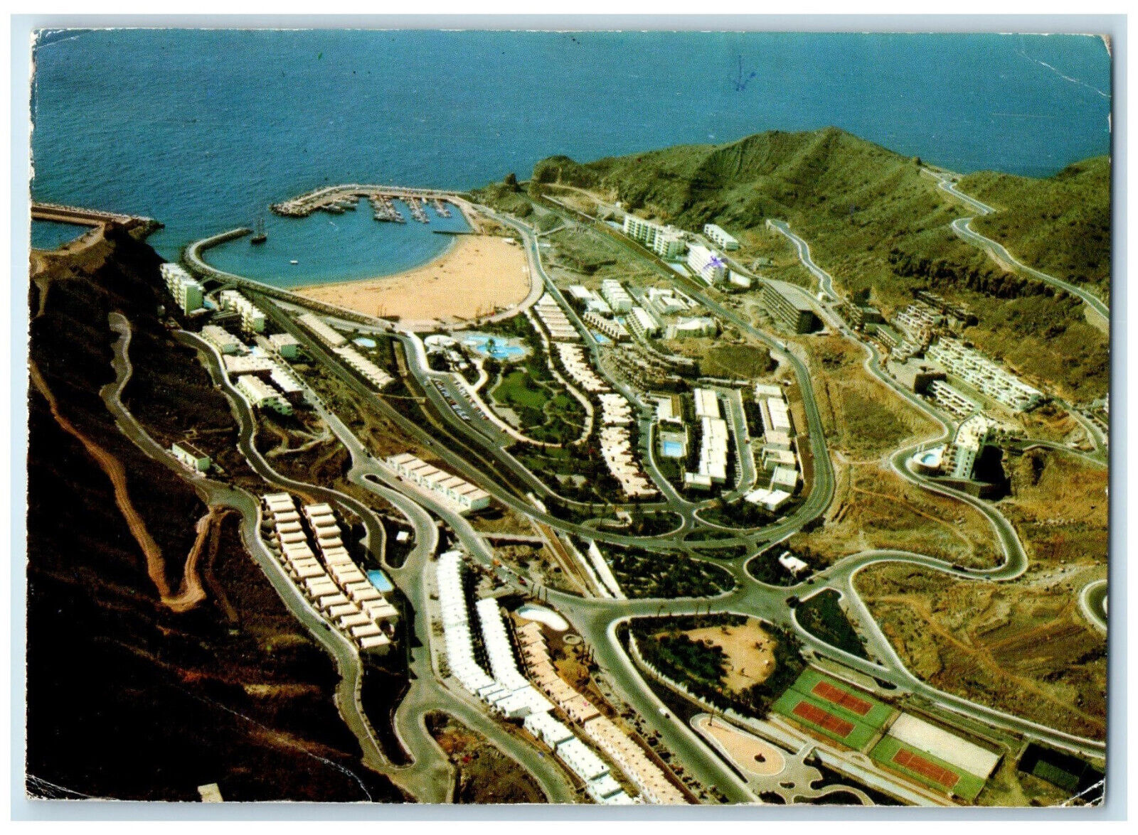 1974 General Aerial View Islas Canarias Puerto Rico (Gran Canaria) Postcard