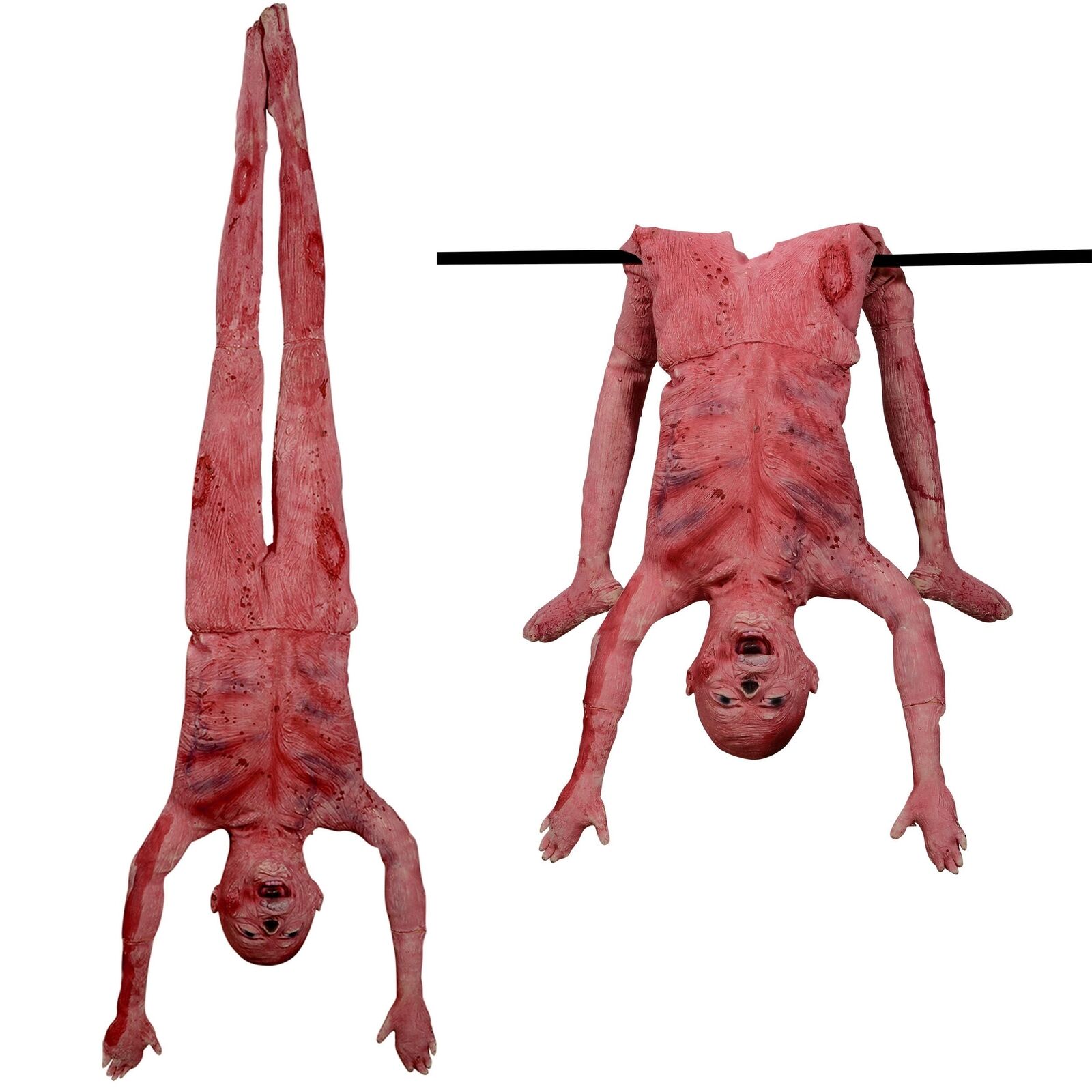 Halloween Corpse Props Bloody Dead Body, 4.6ft Latex Skinned Full Hanging Bod...