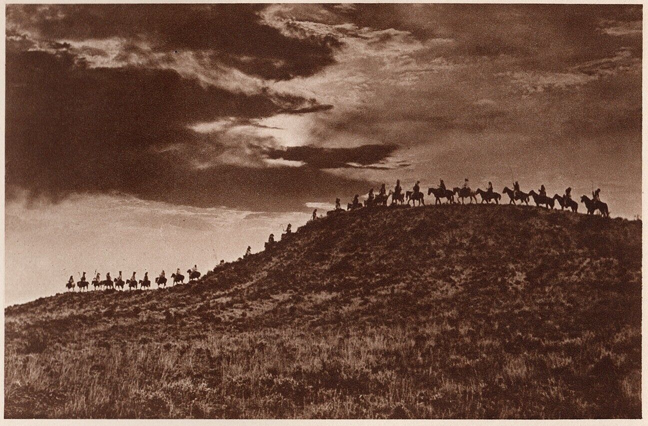 THE VANISHING RACE - SKIRTING TH SKY LINE - VINTAGE 1914 PHOTOGRAVURE