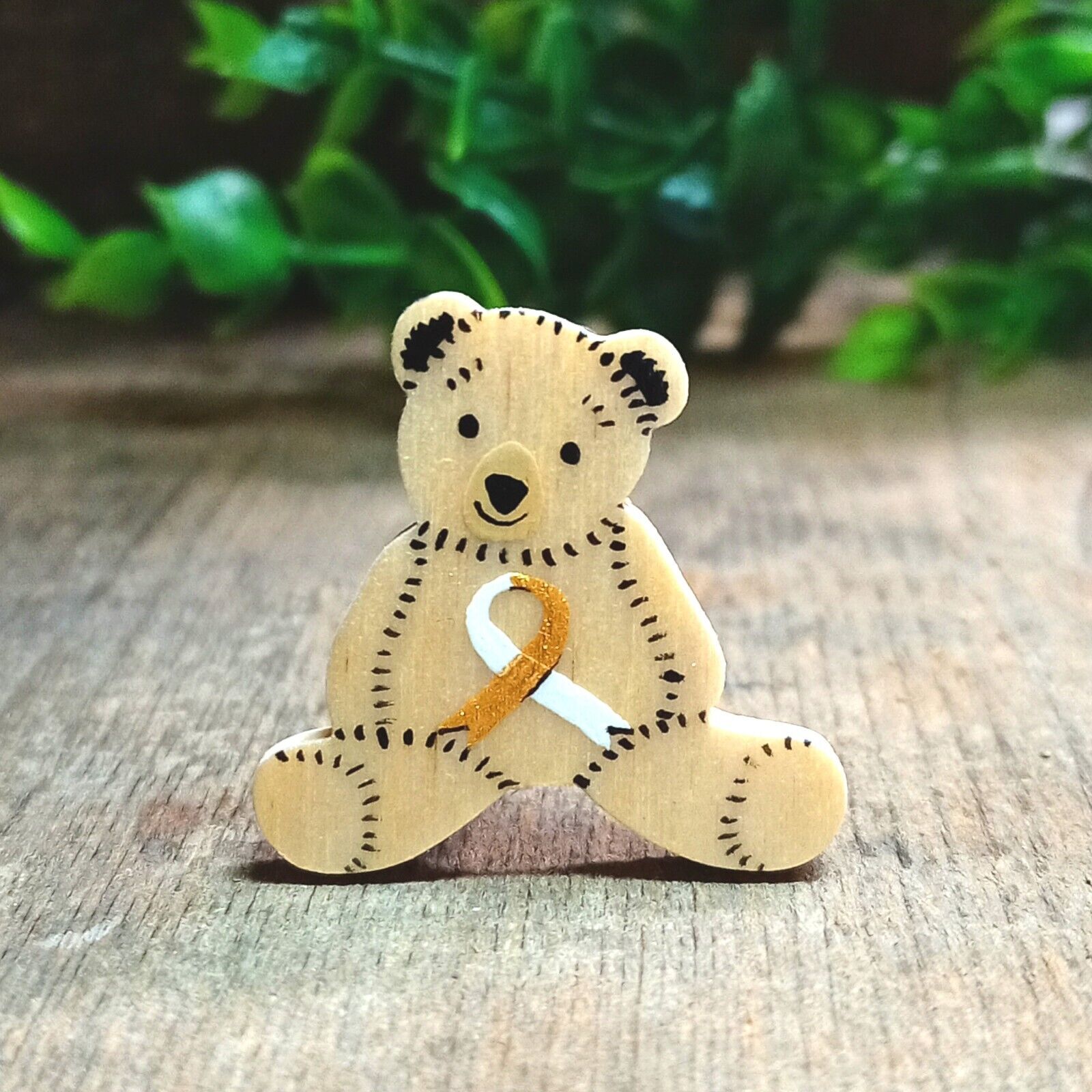 Children\'s Lung Cancer Awareness Ribbon Badge Handmade Teddy Bear Brooch