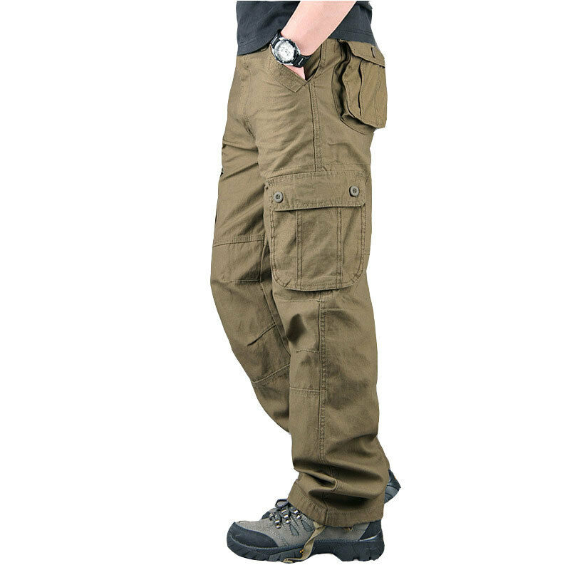  US Men\'s Cargo Pants 100% Cotton Work Trousers Tactical Combat Outdoor Pant