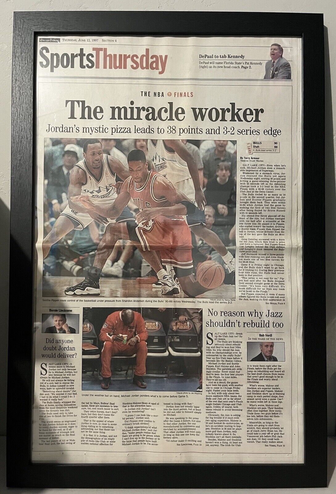 Vintage Chicago Bulls Chicago Tribune Newspaper 1997 NBA Finals The Flu Game MJ