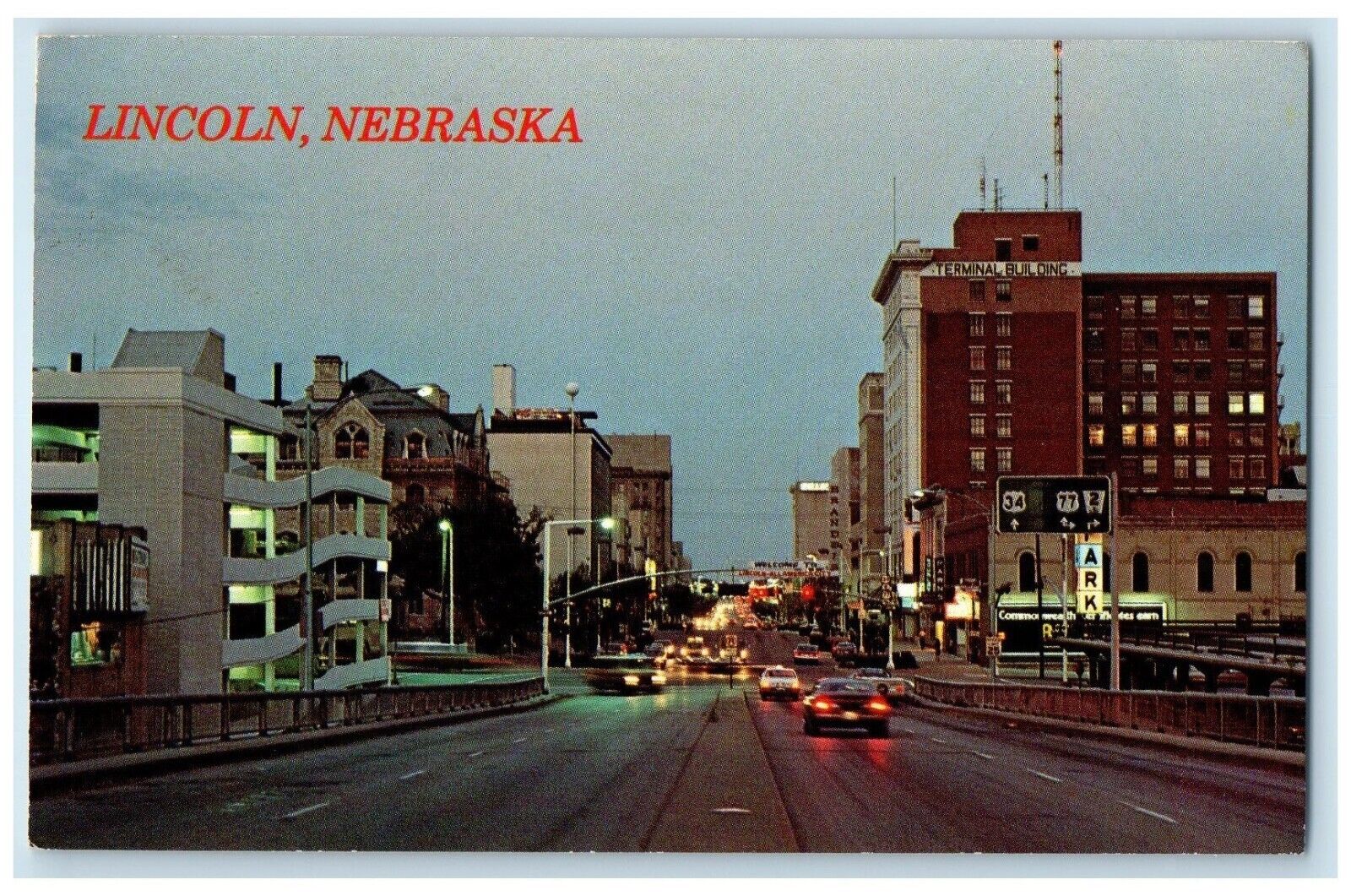1992 O Street Business Community Classic Cars Building Lincoln Nebraska Postcard