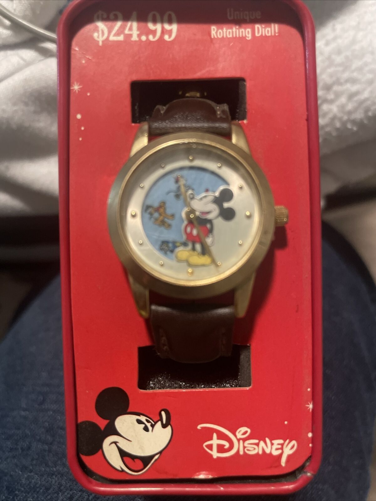Disney Mickey Mouse Watch With Rotating Characters Second Hand Goofy, Donald,...