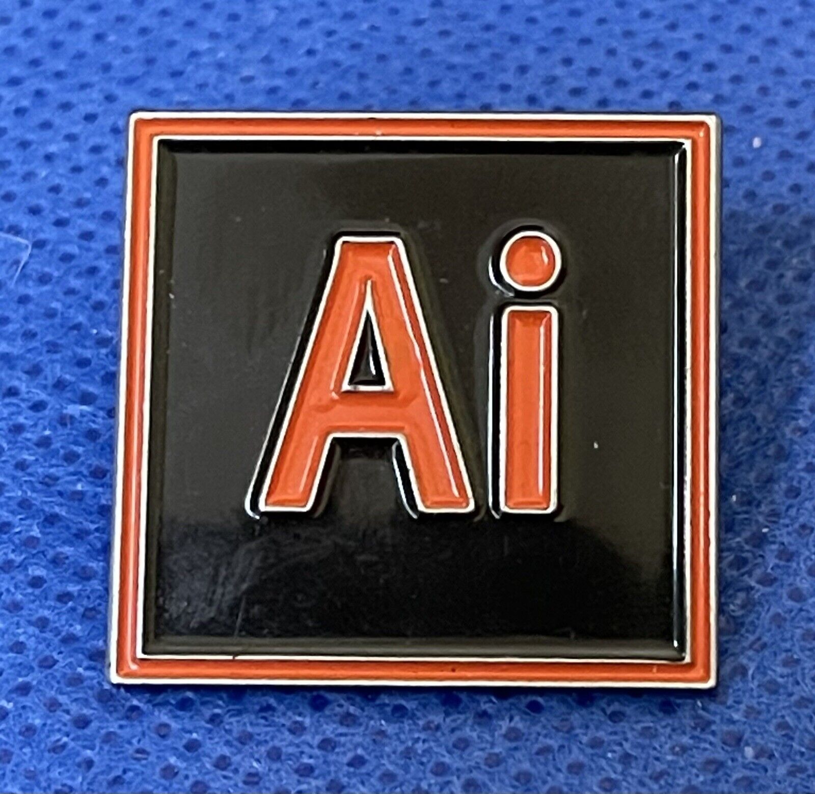 Ai Artificial Intelligence Black & Red Square Lapel Pin Back