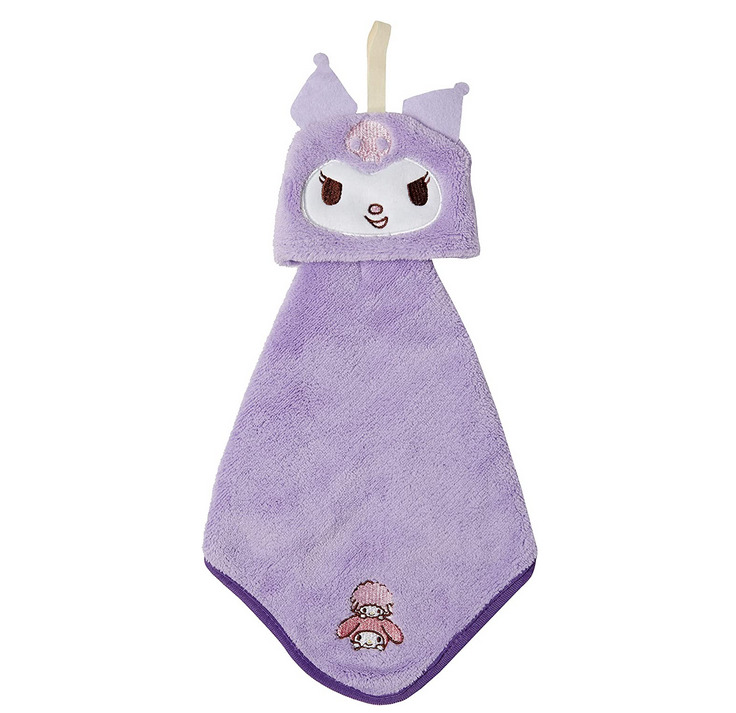 New JAPAN Sanrio Kuromi Purple Loop Towel Face Hand Towel Wash Mascot Micro