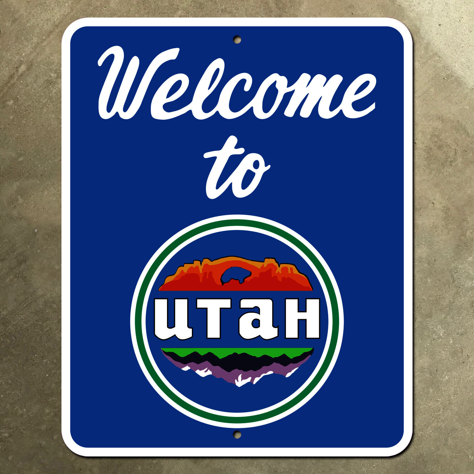 Welcome to Utah state line highway marker road sign 1980s 16x20