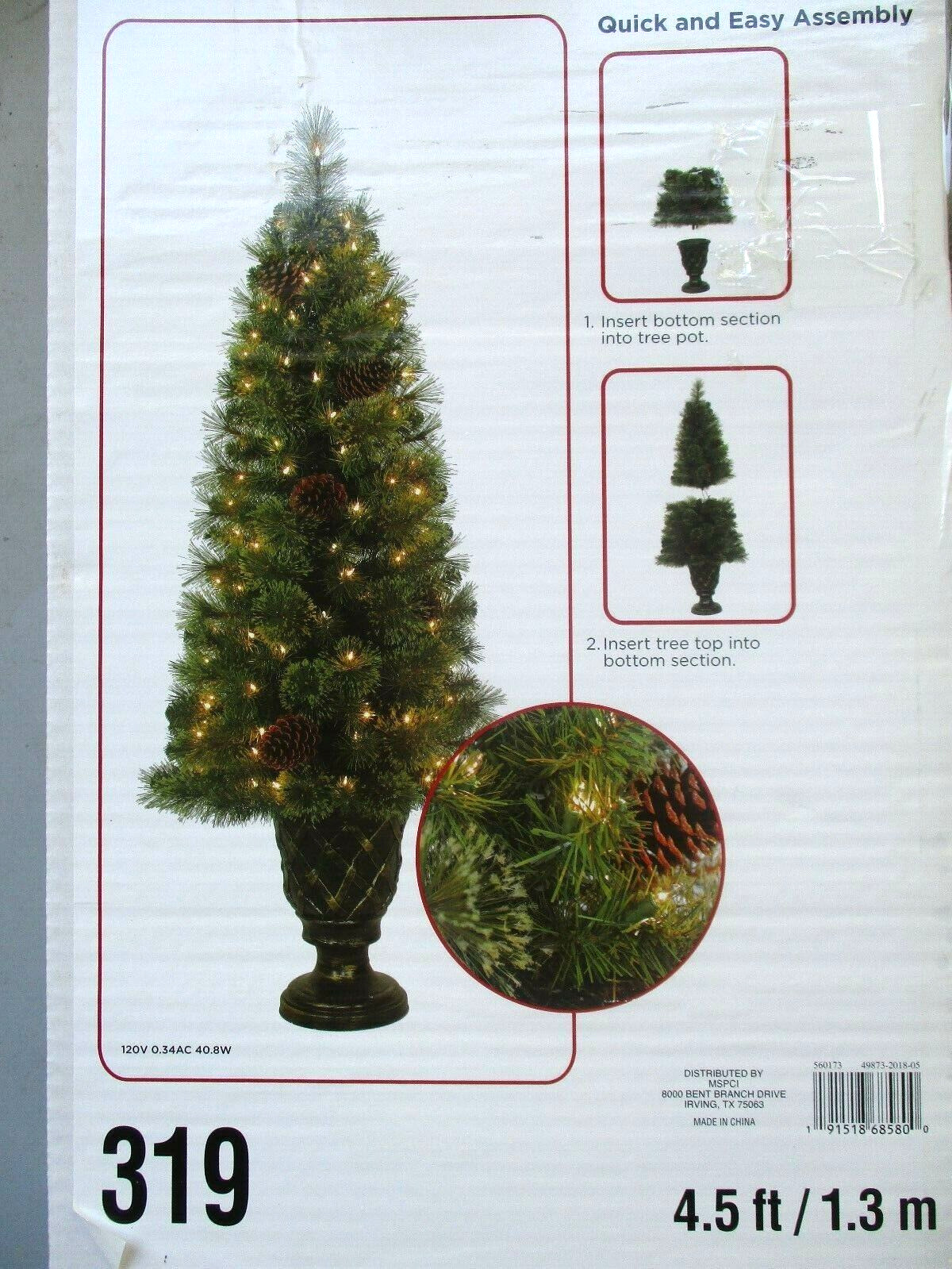 ASHLAND CHRISTMAS 4.5FT PRE-LIT CONCORD CASHMERE ENTRYWAY TREE - NEW