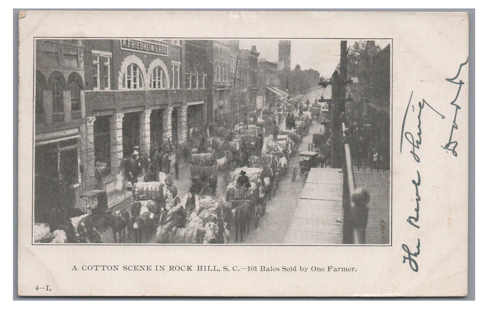 Cotton Scene Bales Market ROCK HILL SC South Carolina Vintage Postcard