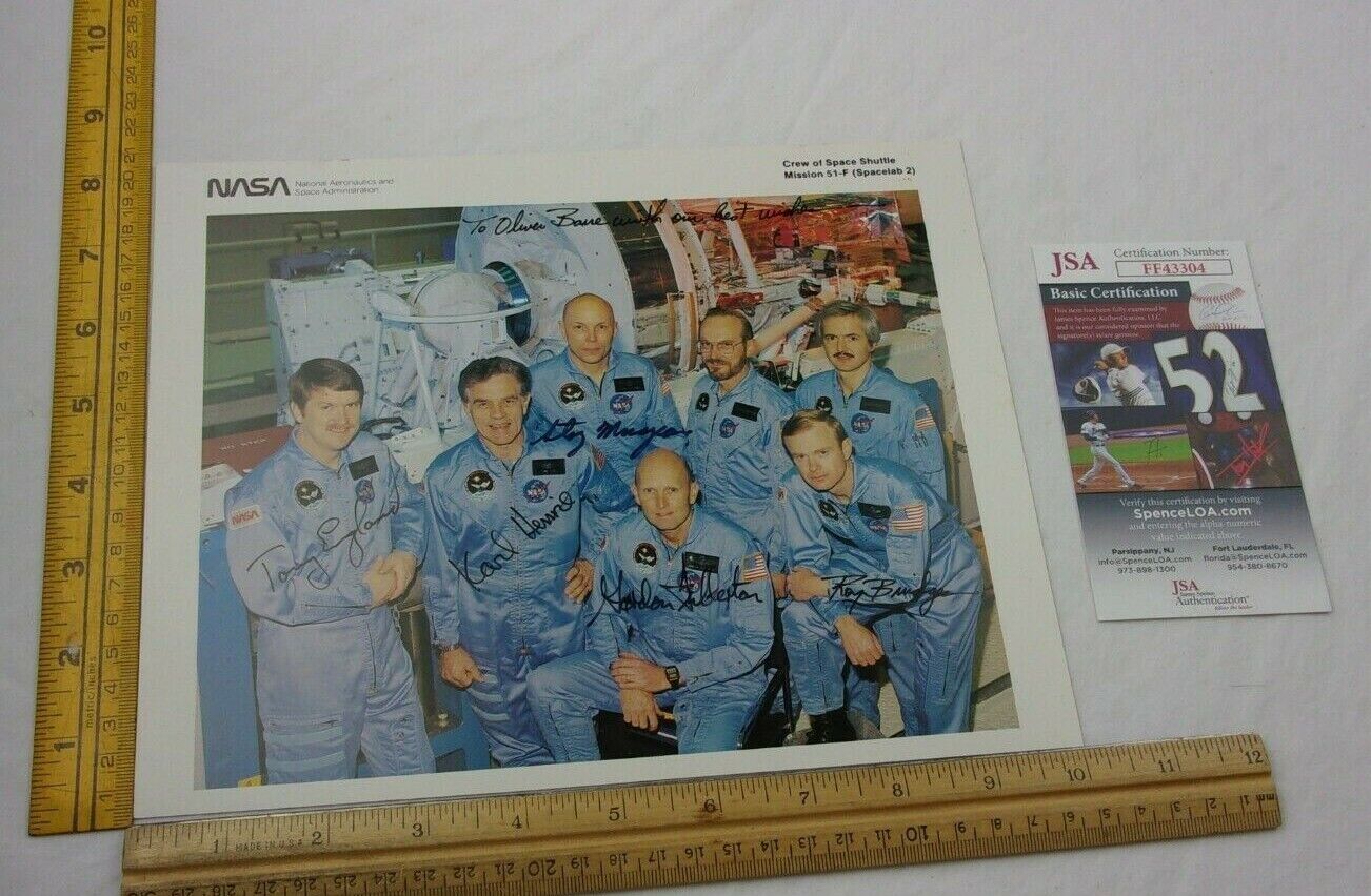 Astronauts crew 51-F Spacelab 2 SIGNED photo JSA authenticated COA
