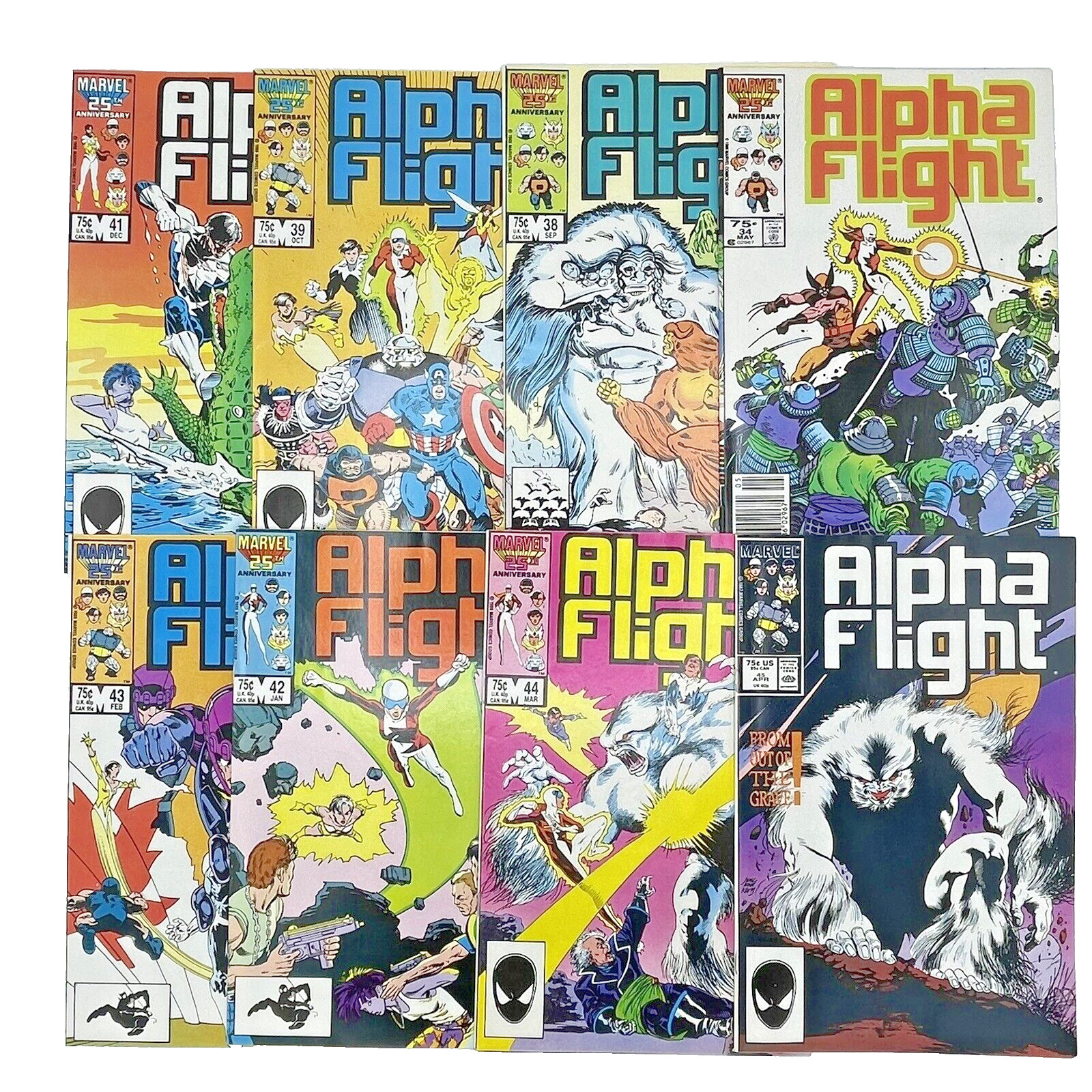 ALPHA FLIGHT #34 38-39 41-45 Keys Marriage of Namor & Marrina Marvel Comics