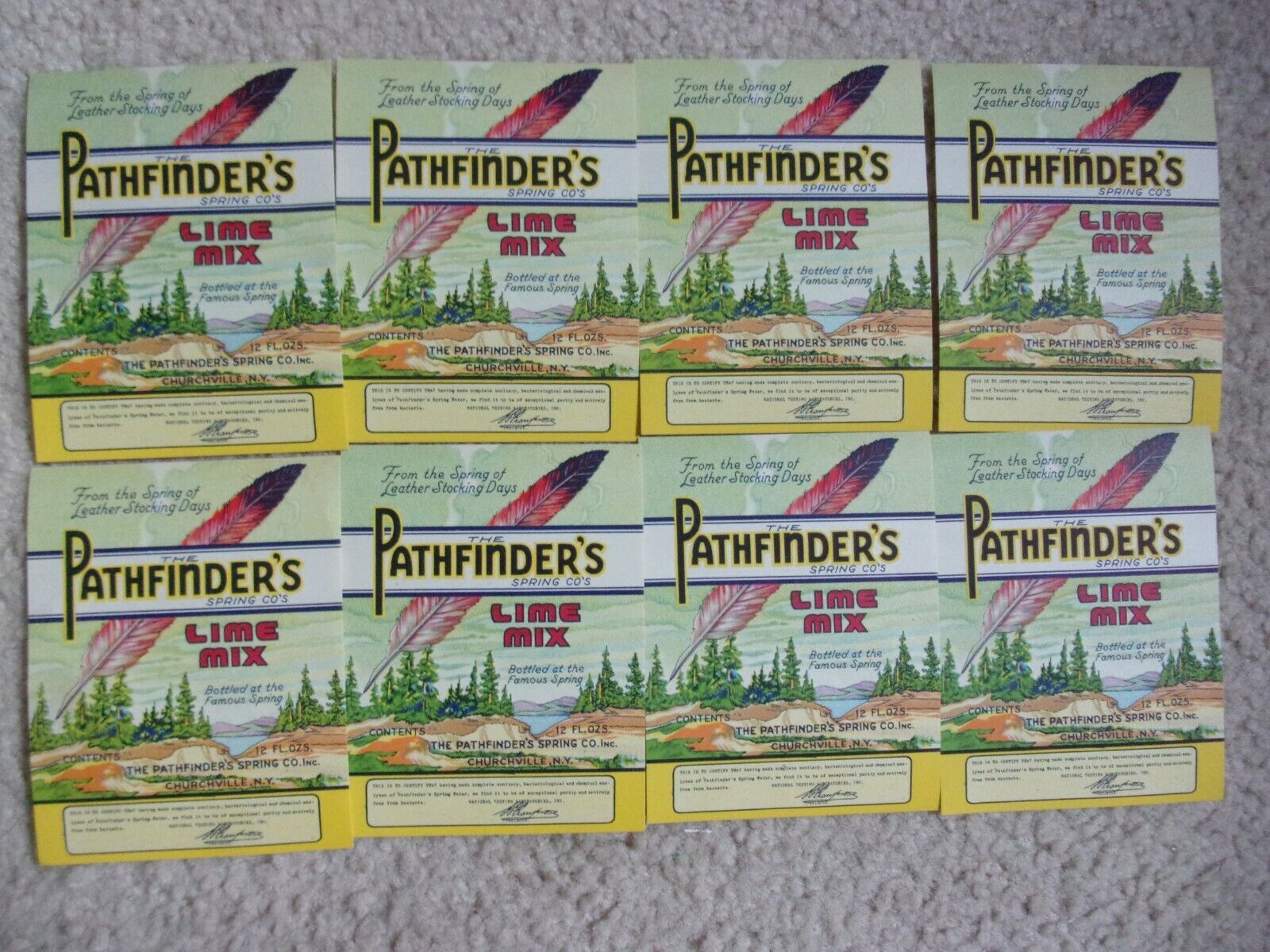 8 The Pathfinder Spring Co. Lime Mix Labels from Elmira NY   