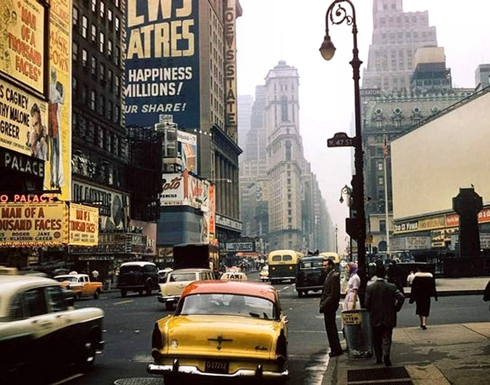 1957 New York TIMES SQUARE Street Scene PHOTO (209-p)