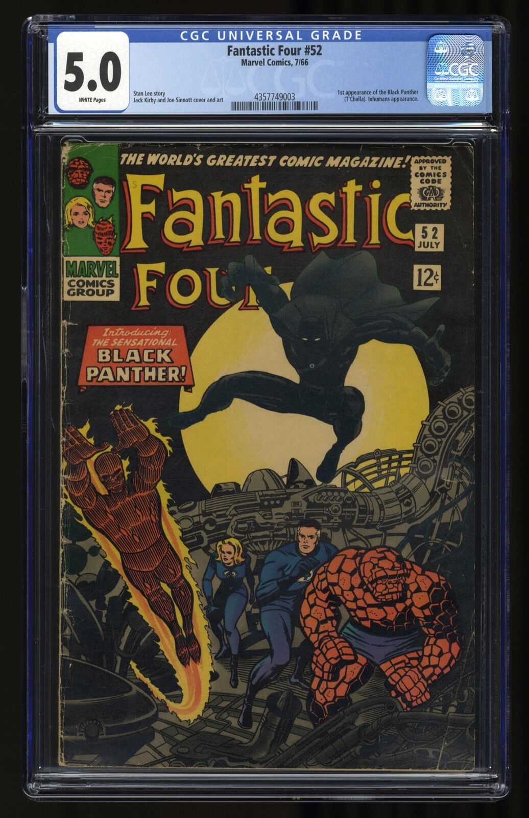 Fantastic Four #52 CGC VG/FN 5.0 White Pages 1st Appearance of Black Panther
