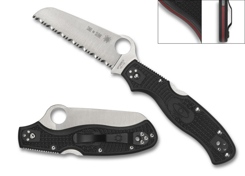 Spyderco Knives \'Thin Red Line\' Rescue 3 Stainless C14FSBKRD3 Pocket Knife