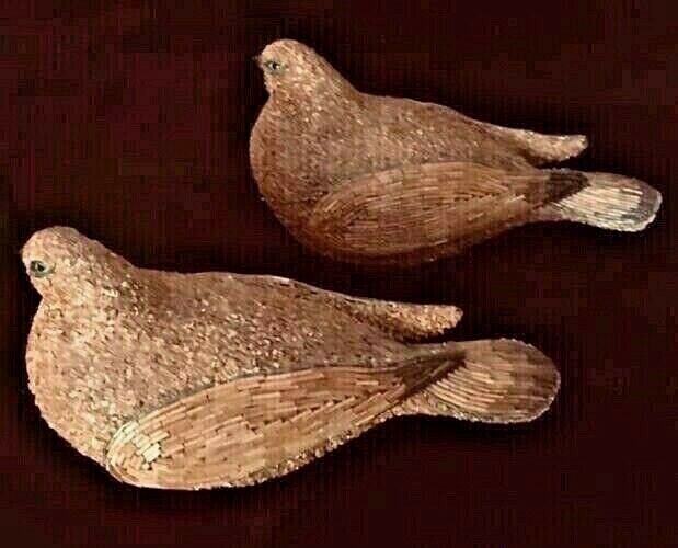 Vintage Pair Decorative Ceramic Beaded Doves Figurines Tarzia Italy 11\