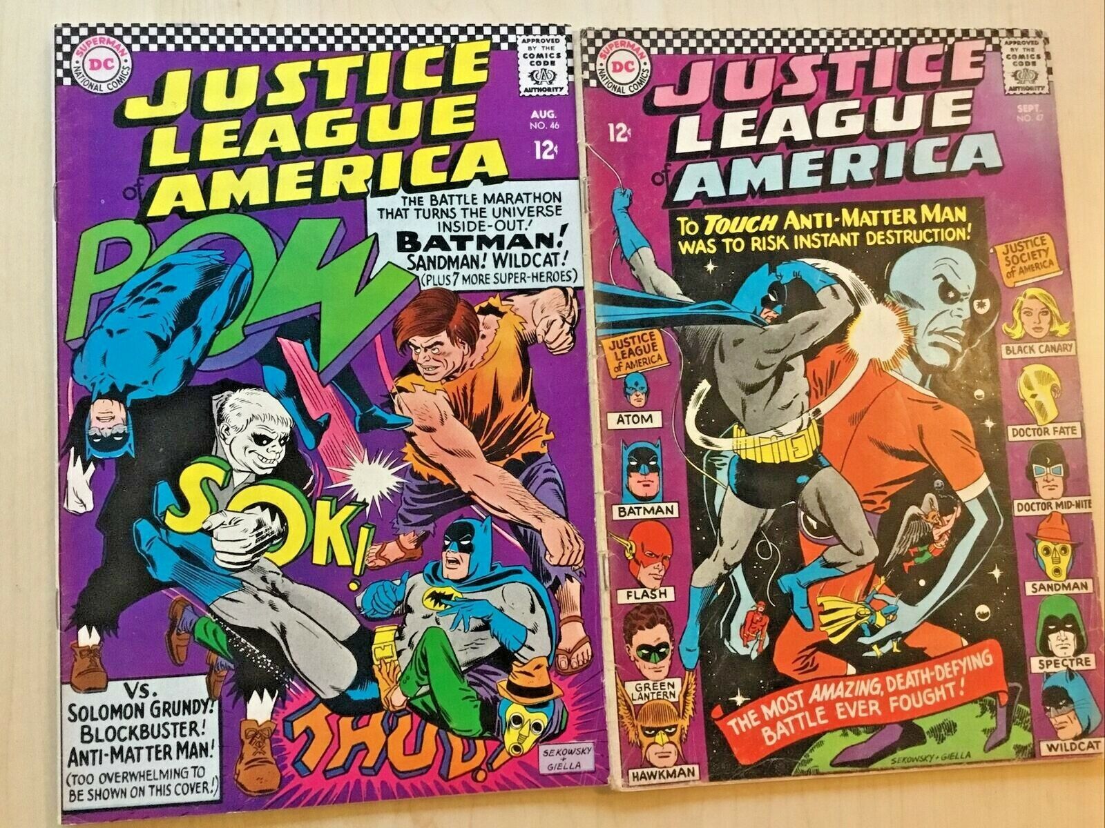 Justice League of America (1966) #46 (F/VF) & #47 (GD) w/JSA vs Anti-Matter Man 