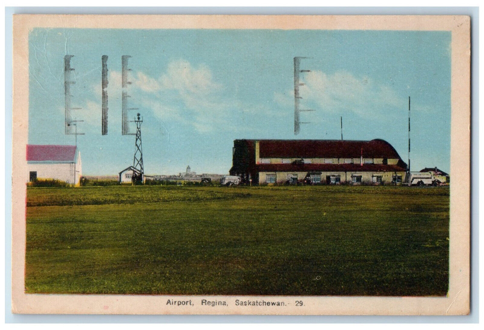 Regina Saskatchewan Canada Postcard Airport Scene 1951 Vintage Posted