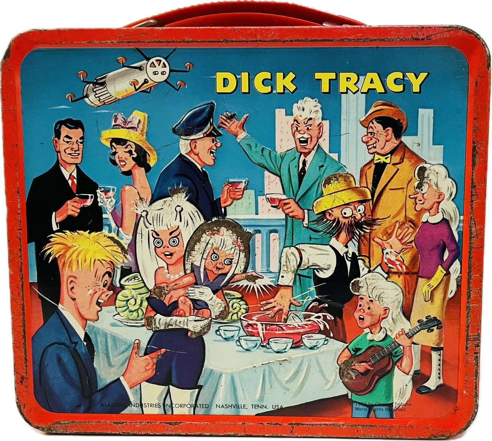 Vintage 1967 Dick Tracy Aladdin Brand Metal Lunchbox No Thermos