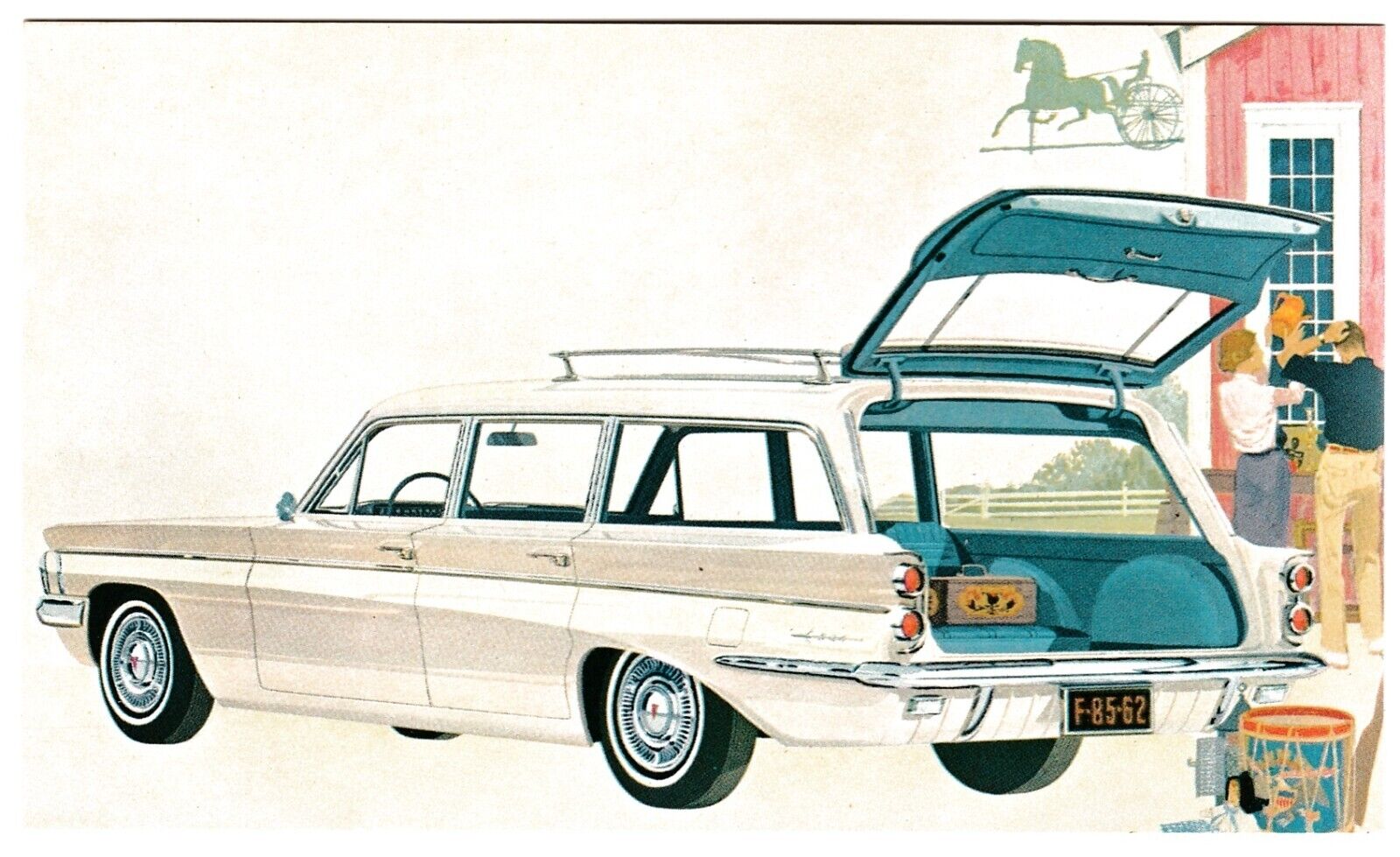 Vtg 1962 Oldsmobile F-85 Station Wagon UNP Original ‘62 GM IL Dealer Ad Postcard