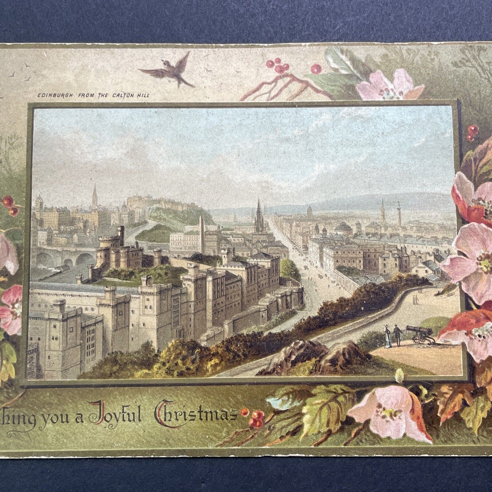 Antique 1850s Christmas Edinburgh Scotland Greeting Card Postcard V3447 RARE