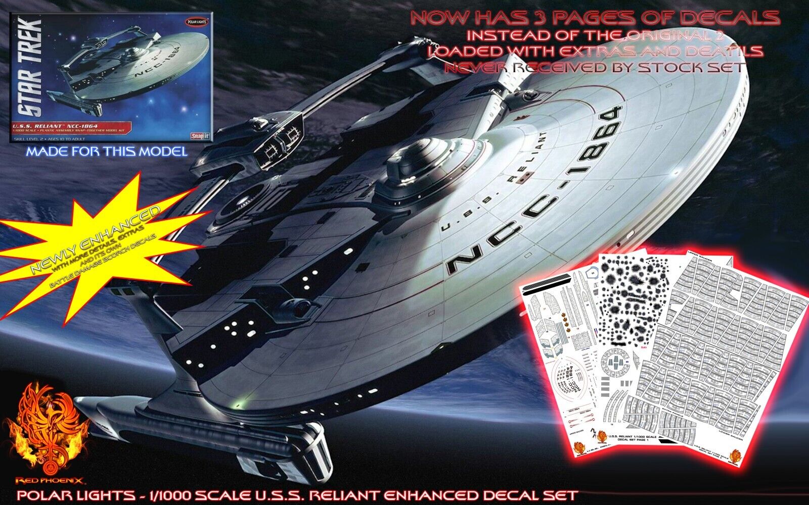 U.S.S. Reliant 1/1000 Scale Aztec / Hull Decal Set