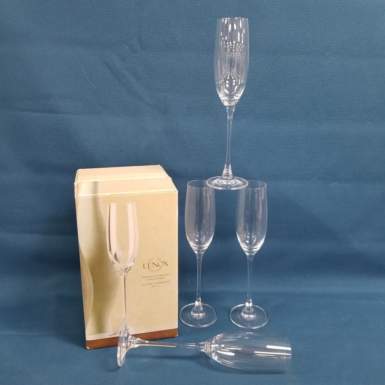 Lenox Tuscany Classics Collection Fluted Champagne Glasses Set of 4 With Box