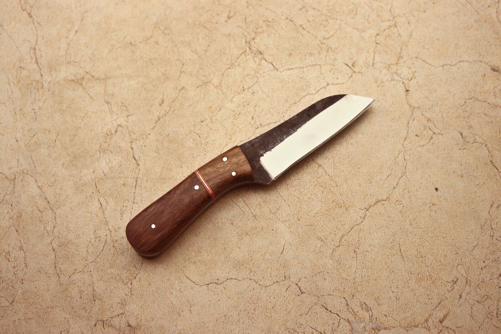 Handmade Carbon Steel Full Tang Rose Wood Tracker ,Camping Knife With Sheath