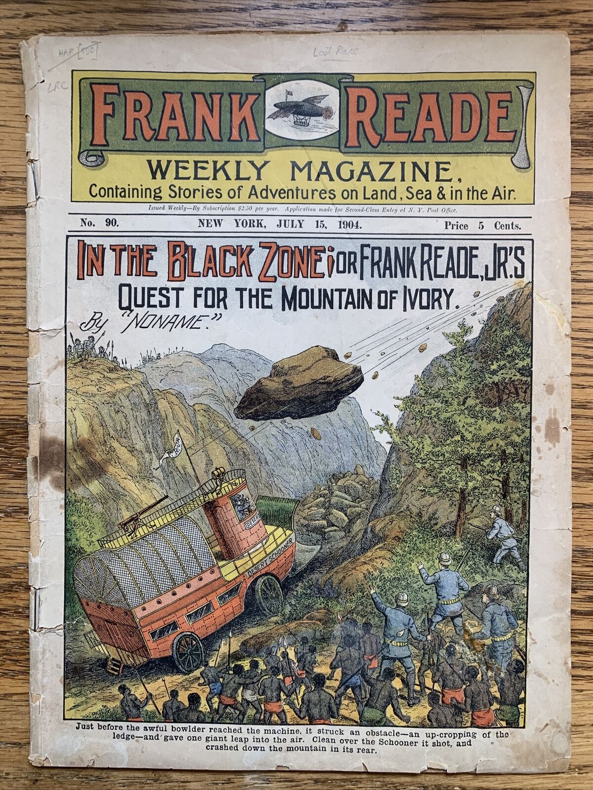 FRANK READE WEEKLY MAGAZINE #90 July 3 1903 - In The Black ZoneDime Novel Weekly