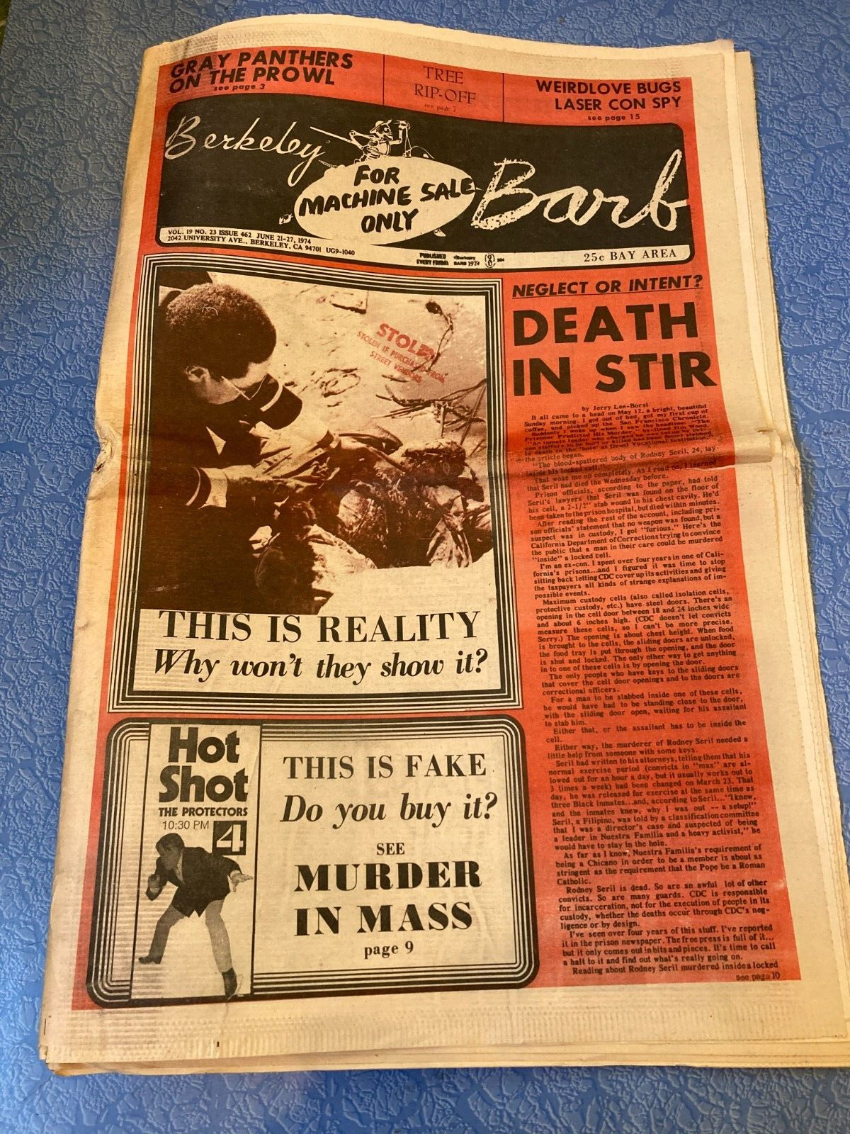 BERKELEY BARB #462 June 21 1974 Jail Deaths Black Panthers Gay Pride