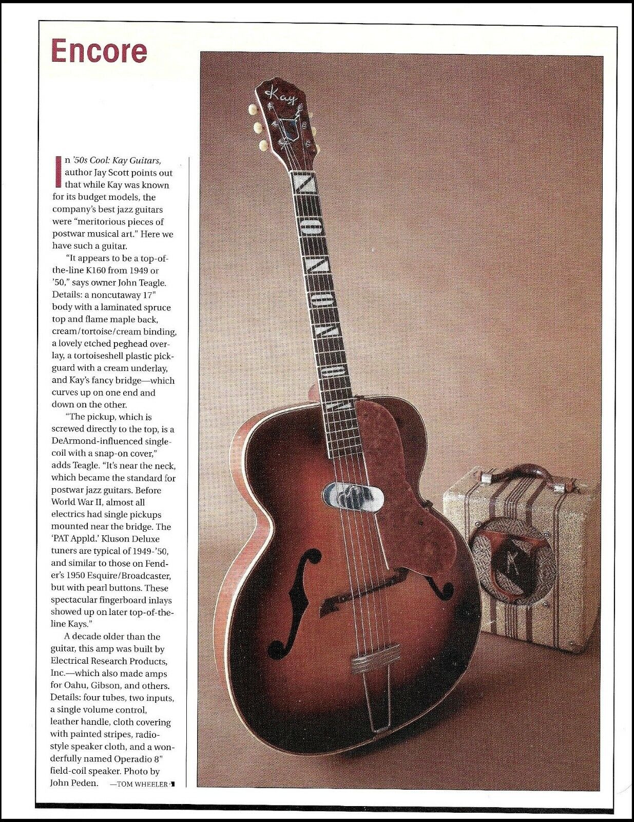The 1949-1950 Kay K160 vintage electric guitar history article pin-up article