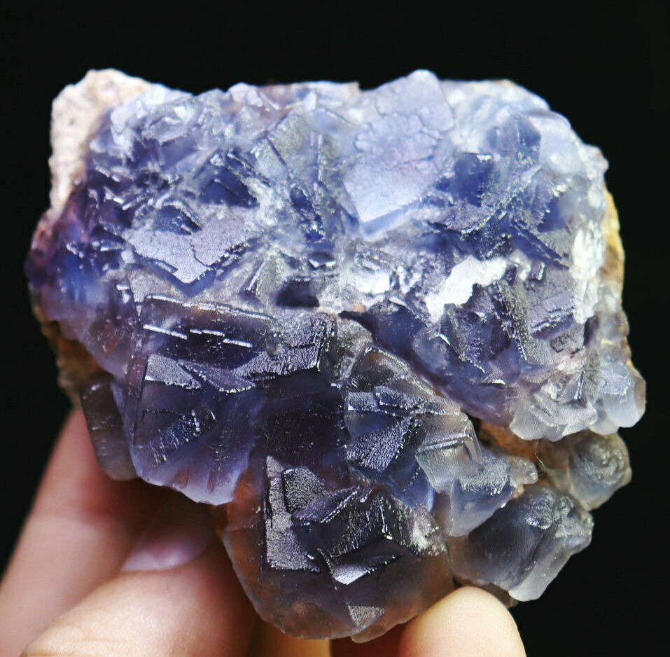 250g Natural ladder-like Transparent Blue Fluorite Crystal Mineral Specimen